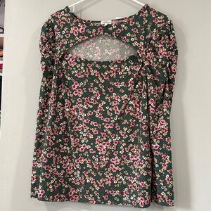 Ava James Floral Women's Blouse in Green size L